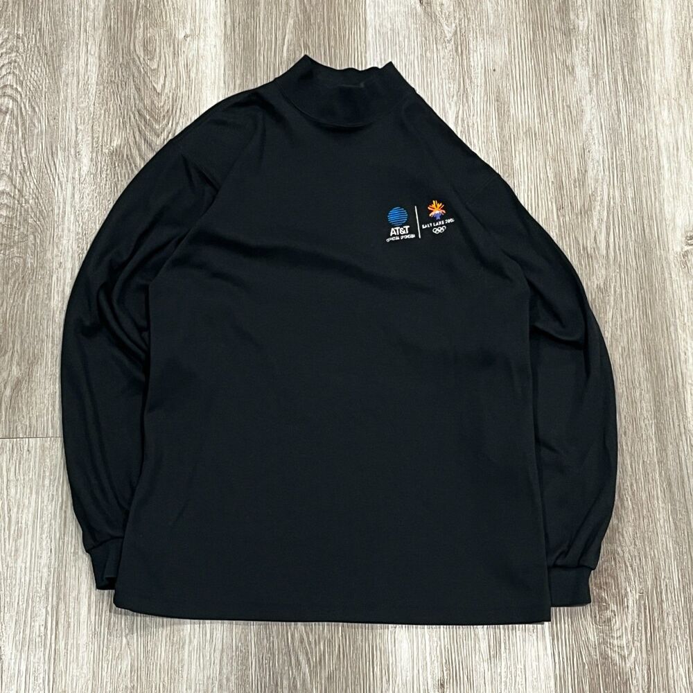 Vintage 2002 Salt Lake Olympics High Neck Long Sleeve Tee T-Shirt Size S Black